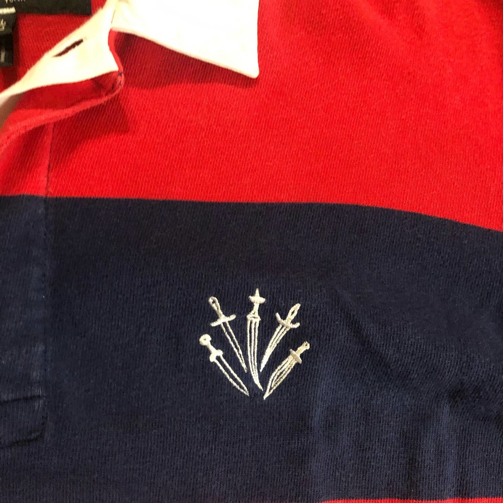 Rag & Bone Men’s Red Striped Rugby Polo Long Sleeve Shirt - Picture 2 of 4